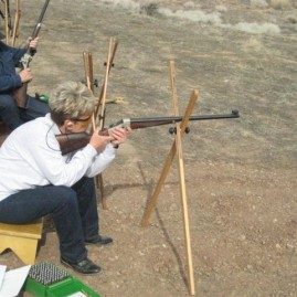 Chris shoots  at 500 yards.Shooting a custom Remington Rolling Block,   .38-55.
